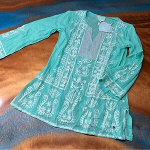 NWT Z & L Europe Embroidered Sequined Tunic top resort swim coverup
